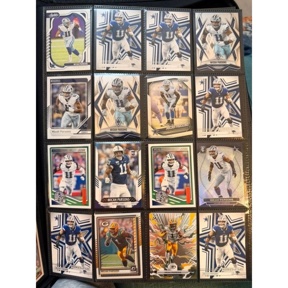 Micah Parsons 18-Card Lot Cowboys Packers Silver Crackle Foil Inserts